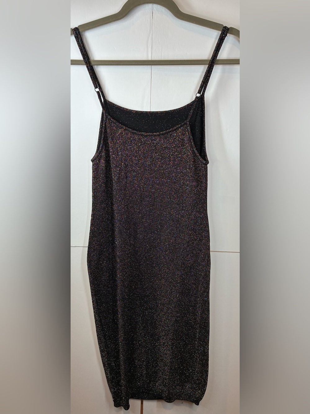 Urban Outfitters Black Iridescent Glitter Knit Mini Dress Y2K Size Large - Picture 3 of 5